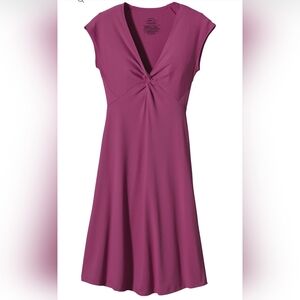 Patagonia Pink/Purple Dress Size S Bandha A- Line Streatchy‎ Twist V Neck Flowy